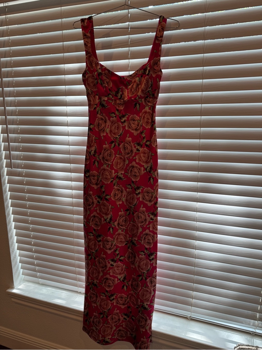 Wild Fable Maxi Satin Dress XS Dark Pink Floral Wedding Guest Feminine Dainty
